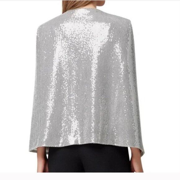 Silver Sequin Cape Jacket by VENUS - Picture 2 of 8